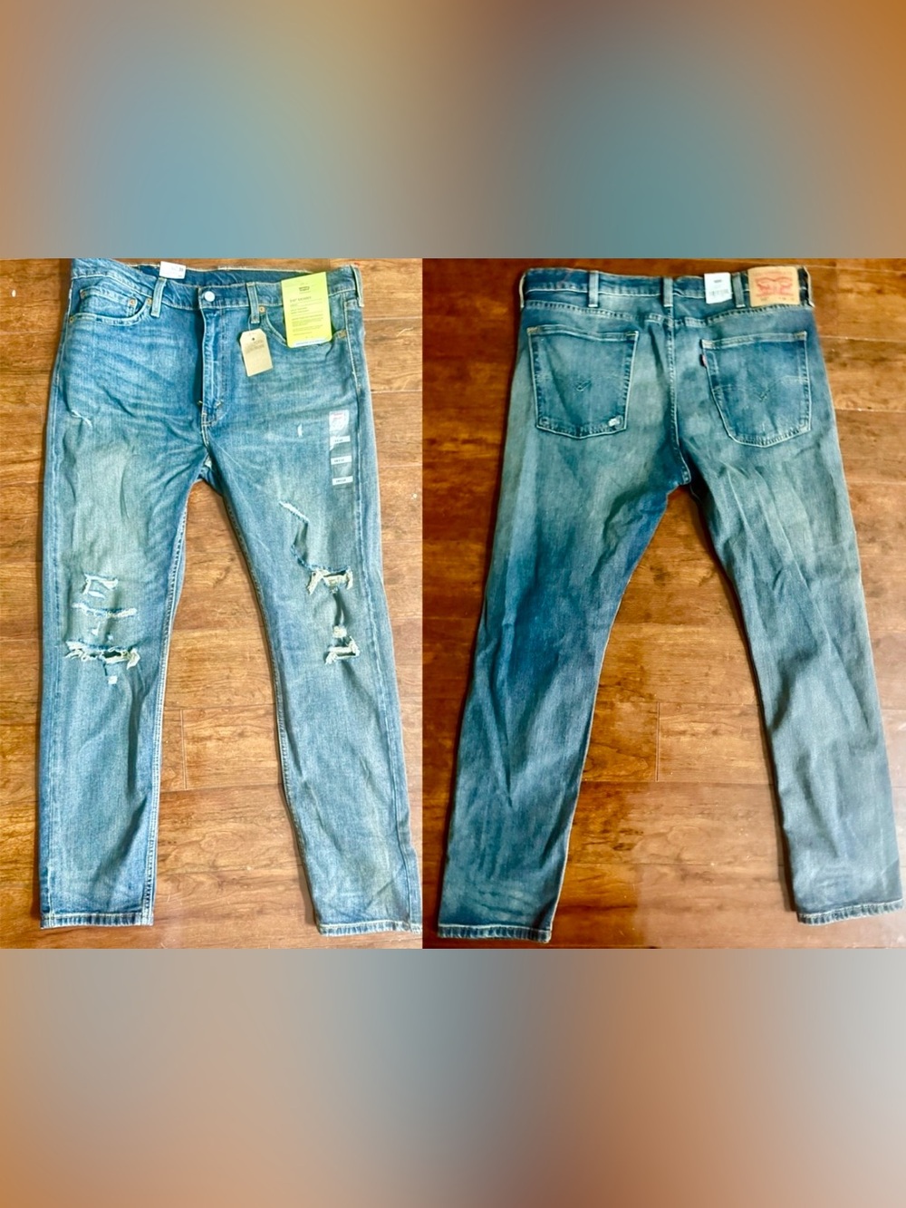 LEVIS 510 SKINNY STRETCH DISTRESSED JEANS MENS 38X32~NWT - Picture 2 of 8